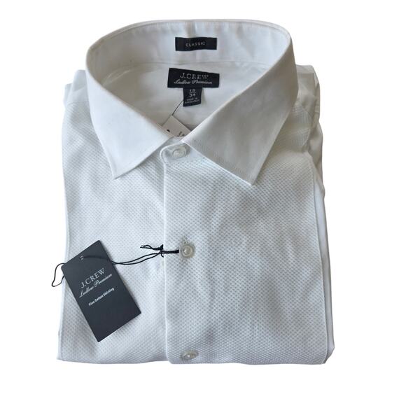 Crew Ludlow Premium Fine Cotton Tuxedo Shirt Size 15 34 NWT
